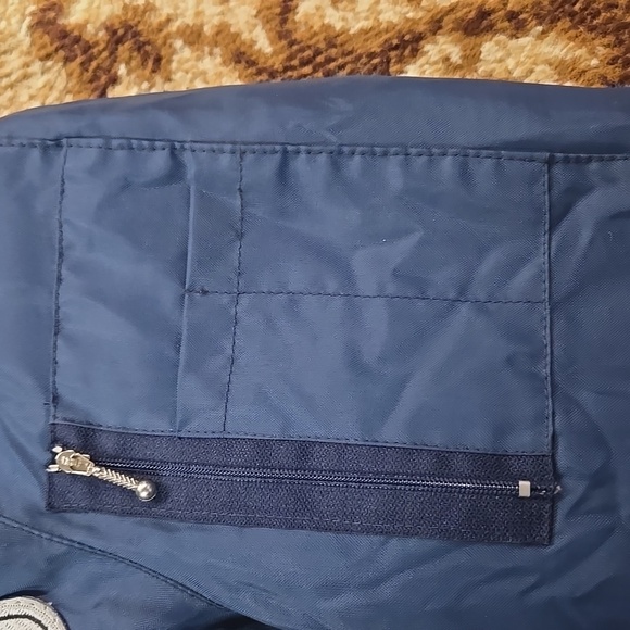 80s 90s Navy Blue Windbreaker Pacific Northern Railway Faux Fur 1980 1990 Retro - Picture 4 of 16